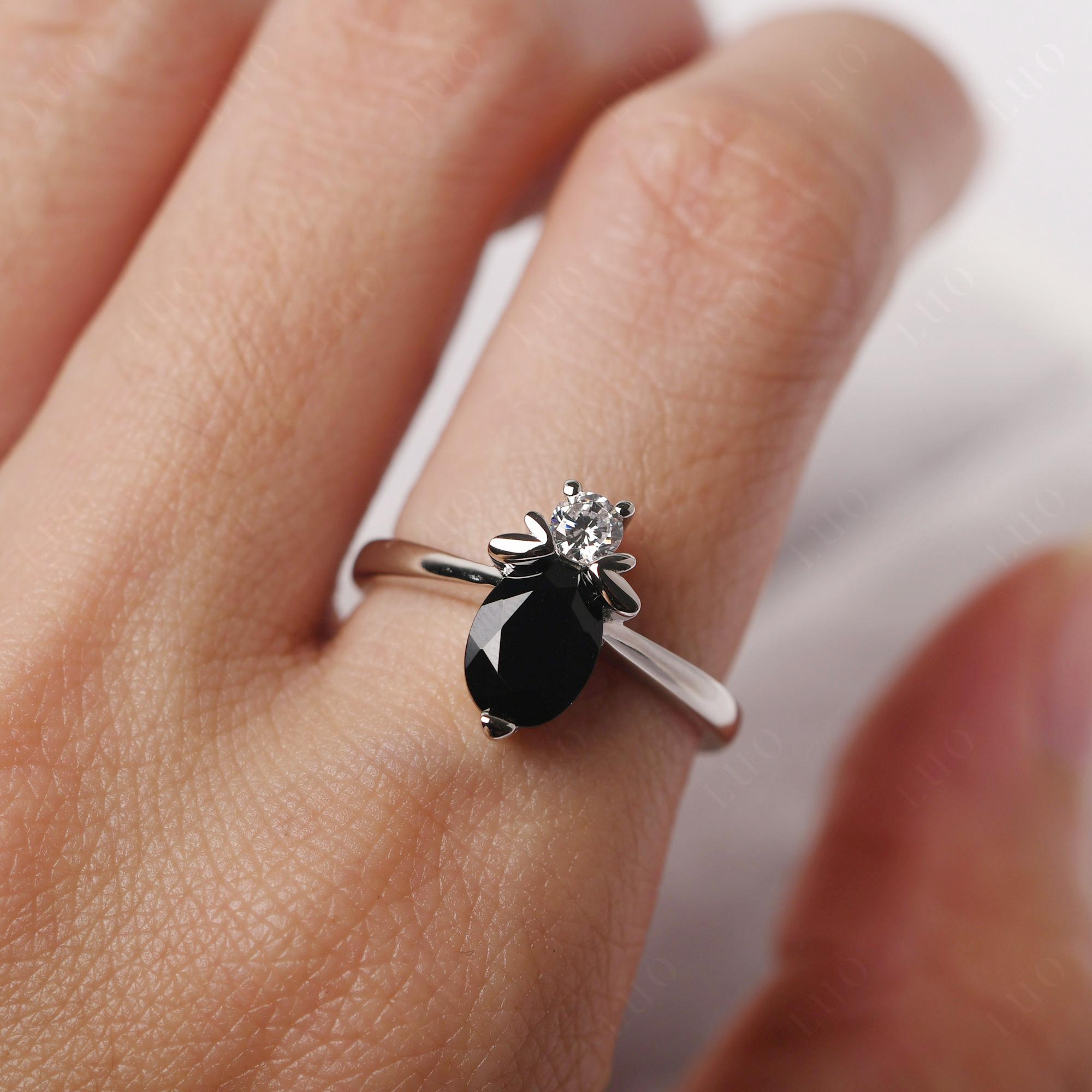 Black Stone Nature Inspired Bee Ring - LUO Jewelry