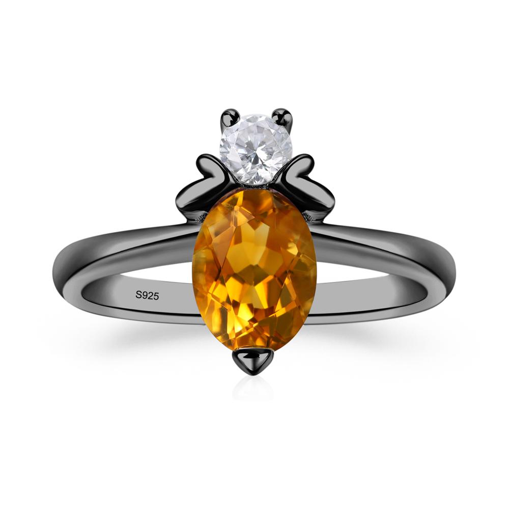 Citrine Nature Inspired Bee Ring - LUO Jewelry #metal_black finish sterling silver
