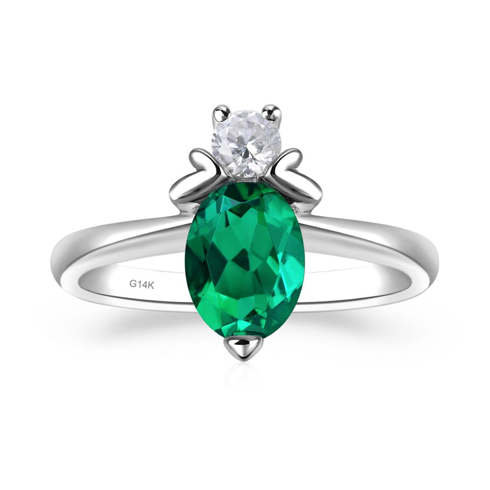 Emerald Nature Inspired Bee Ring - LUO Jewelry #metal_14k white gold