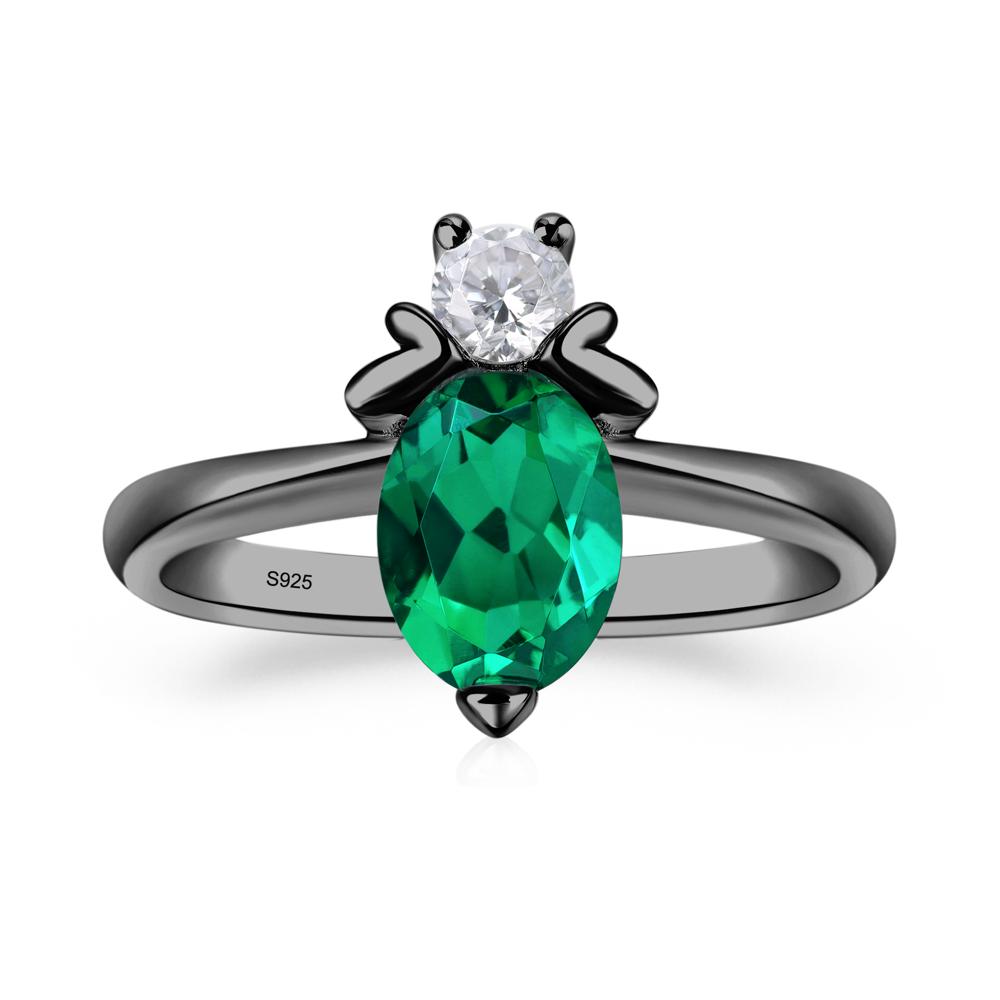 Emerald Nature Inspired Bee Ring - LUO Jewelry #metal_black finish sterling silver