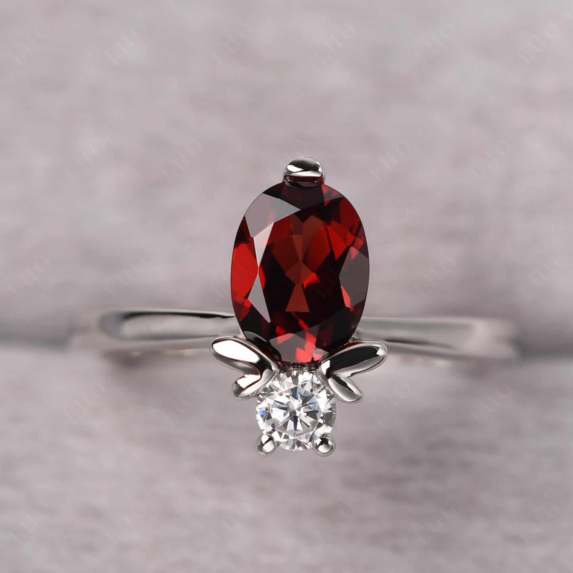 Garnet Nature Inspired Bee Ring - LUO Jewelry
