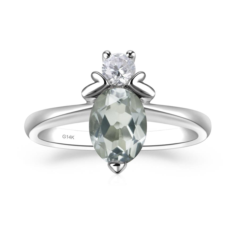 Green Amethyst Nature Inspired Bee Ring - LUO Jewelry #metal_14k white gold