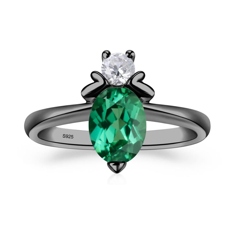 Green Sapphire Nature Inspired Bee Ring - LUO Jewelry #metal_black finish sterling silver