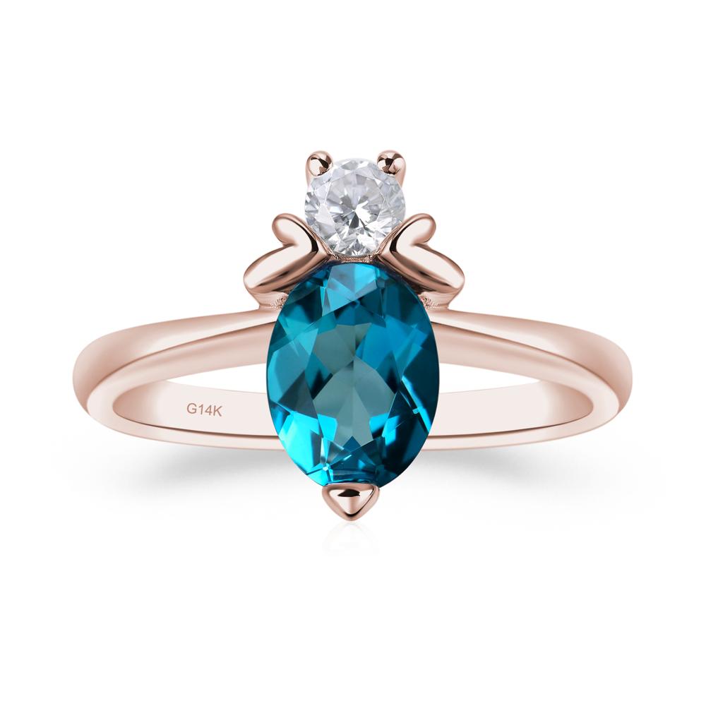 London Blue Topaz Nature Inspired Bee Ring - LUO Jewelry #metal_14k rose gold