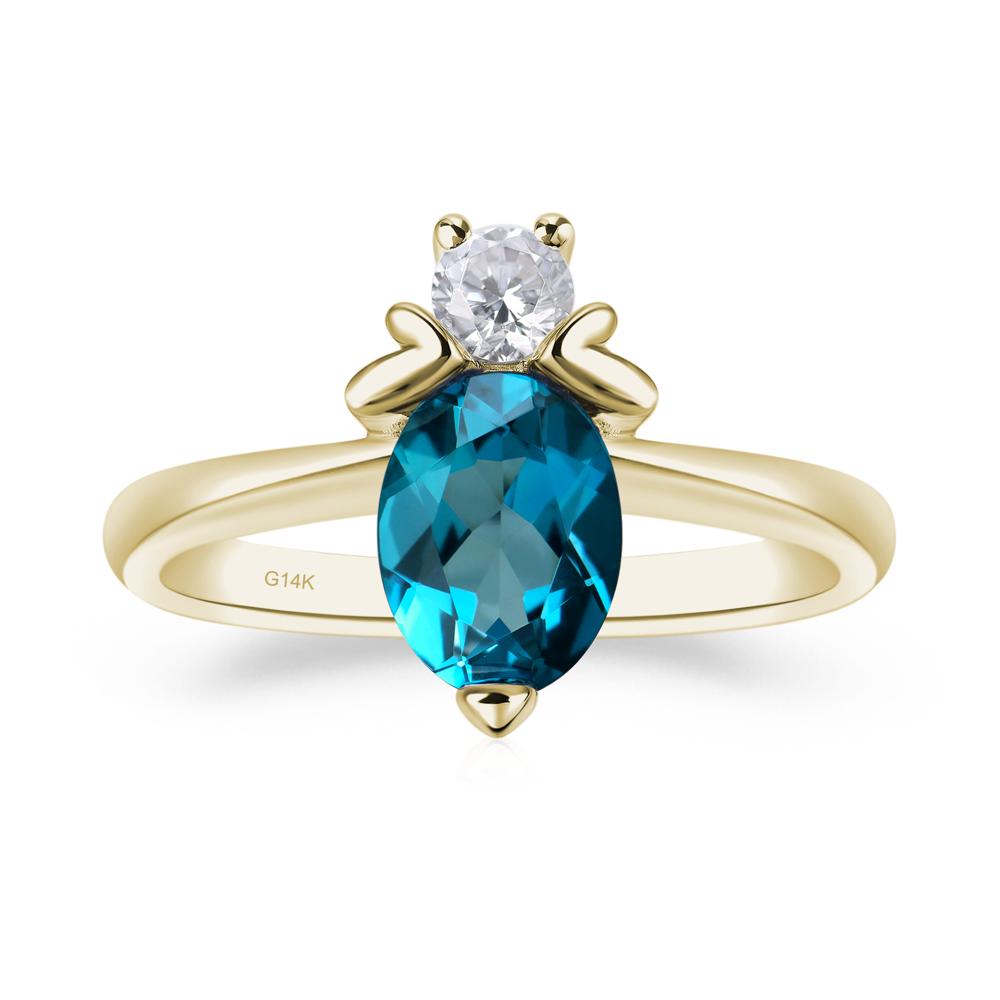 London Blue Topaz Nature Inspired Bee Ring - LUO Jewelry #metal_14k yellow gold