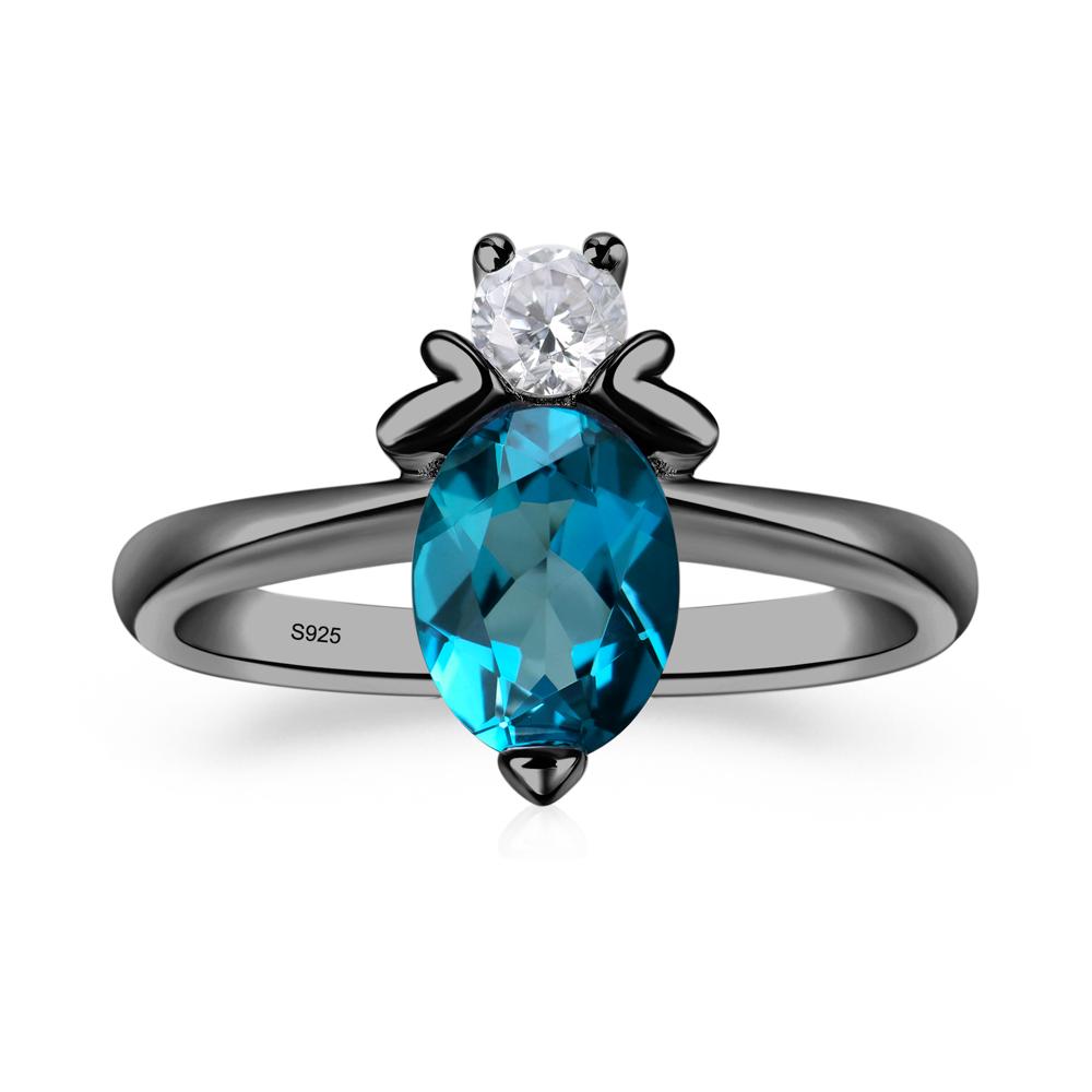 London Blue Topaz Nature Inspired Bee Ring - LUO Jewelry #metal_black finish sterling silver