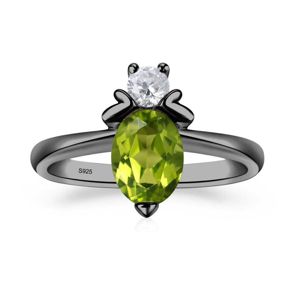 Peridot Nature Inspired Bee Ring - LUO Jewelry #metal_black finish sterling silver