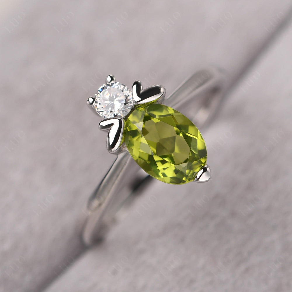 Peridot Wedding Ring Bee Ring Sterling Silver - LUO Jewelry
