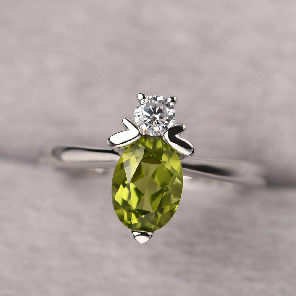 Peridot Wedding Ring Bee Ring Sterling Silver - LUO Jewelry