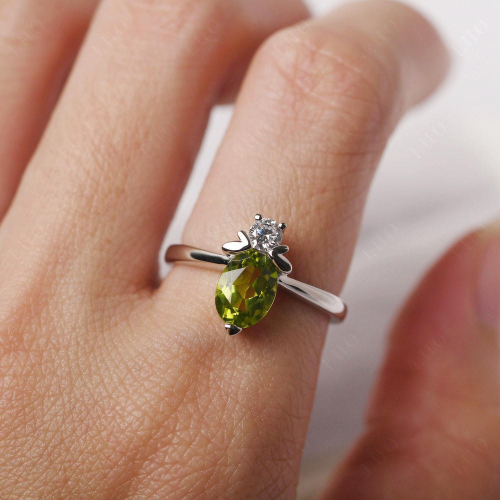 Peridot Wedding Ring Bee Ring Sterling Silver - LUO Jewelry