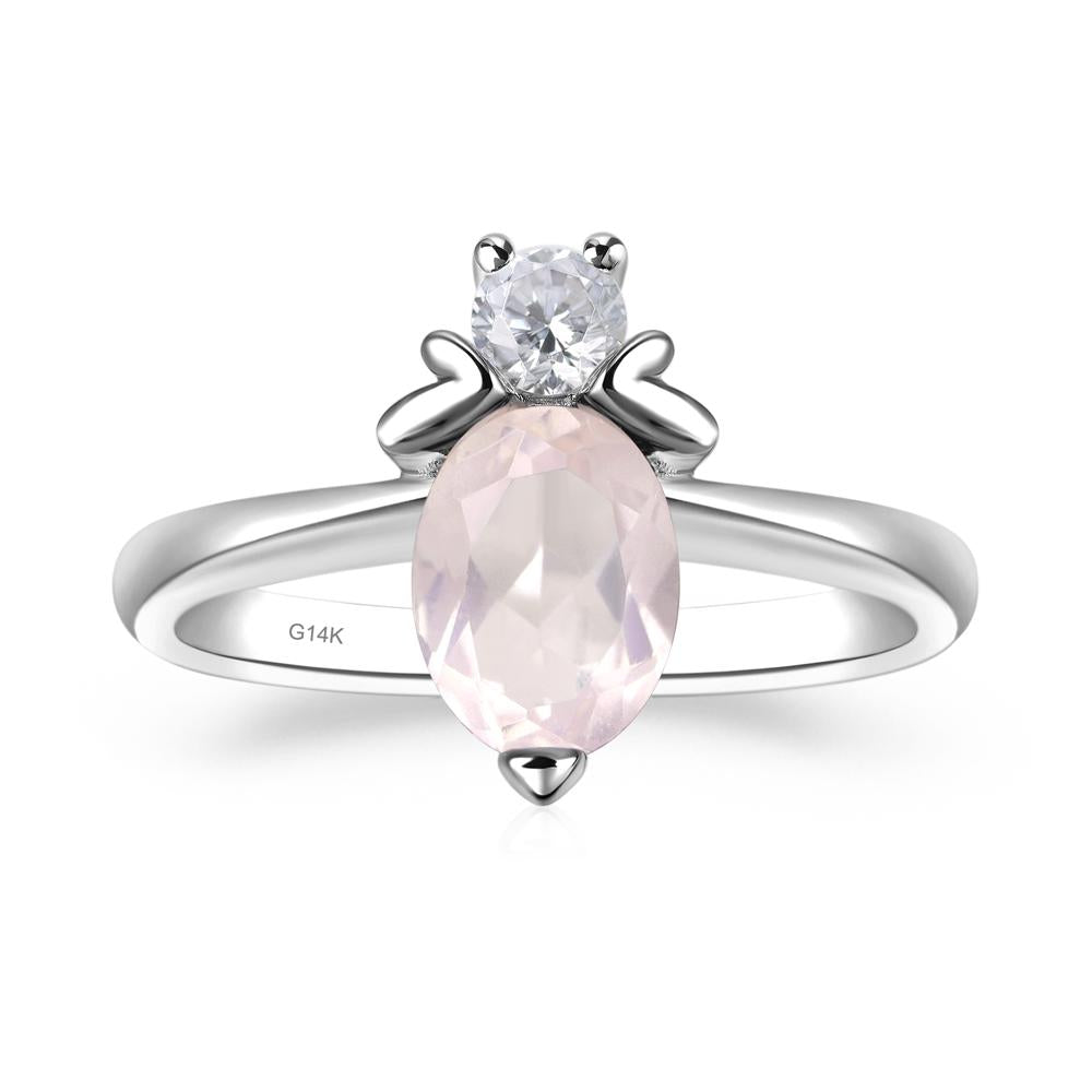 Rose Quartz Nature Inspired Bee Ring - LUO Jewelry #metal_14k white gold