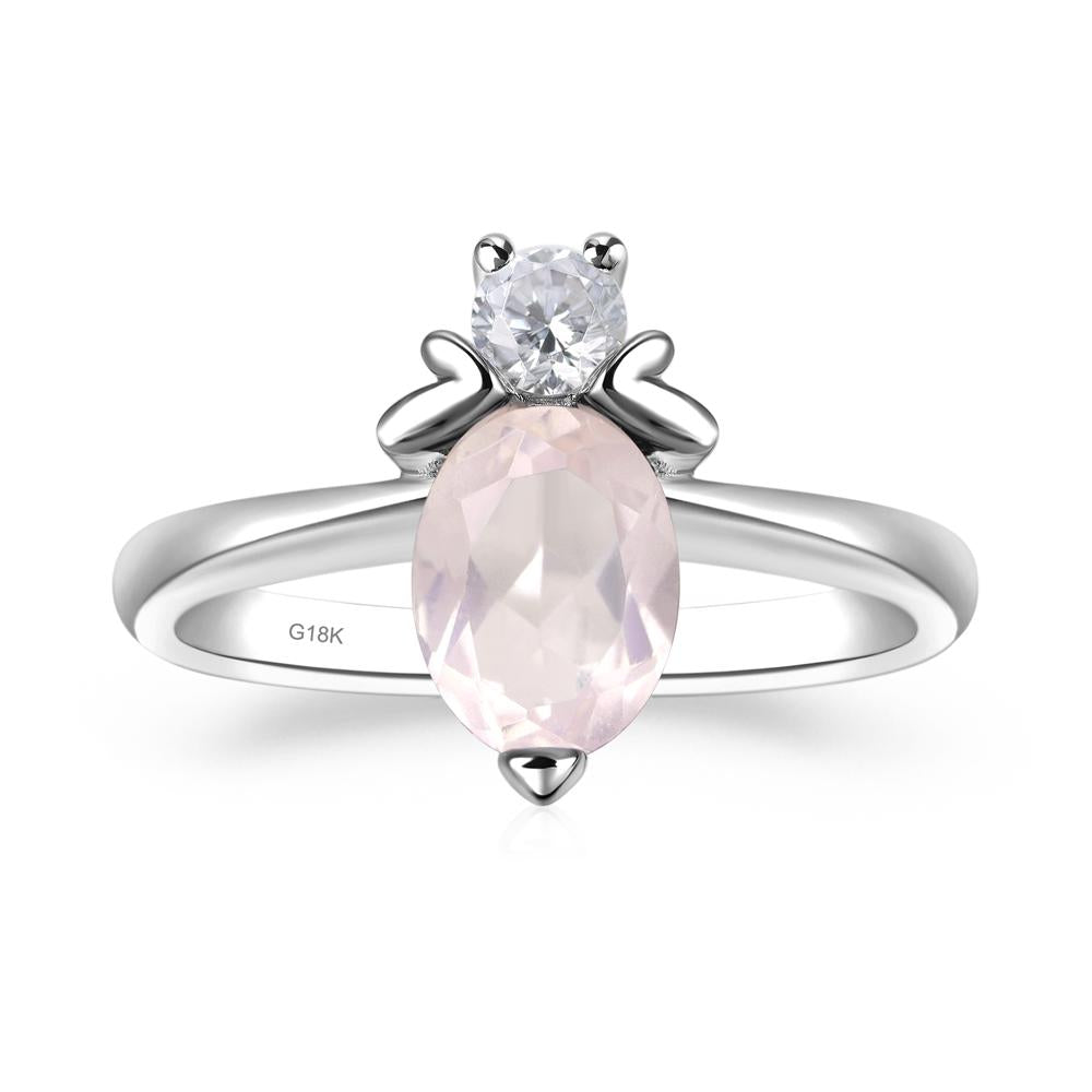Rose Quartz Nature Inspired Bee Ring - LUO Jewelry #metal_18k white gold