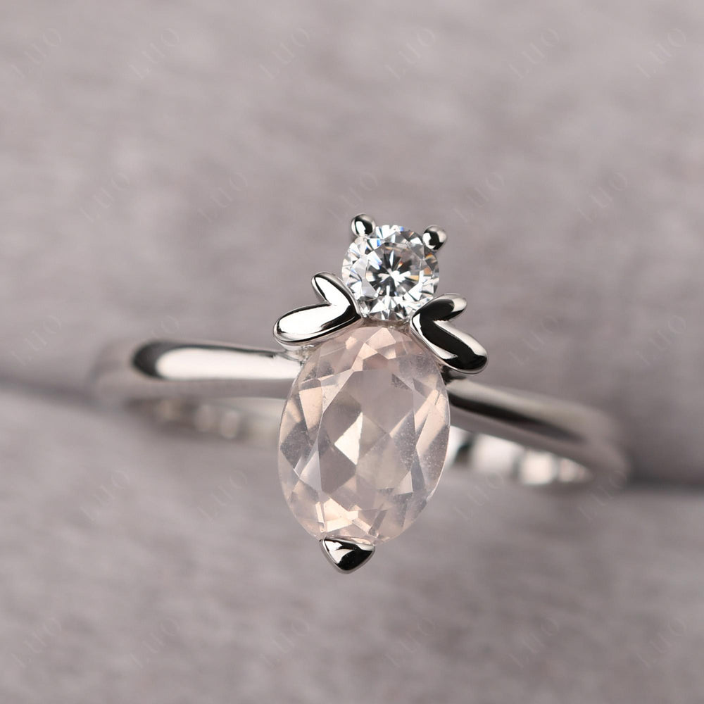 Rose Quartz Wedding Ring Bee Ring Sterling Silver - LUO Jewelry