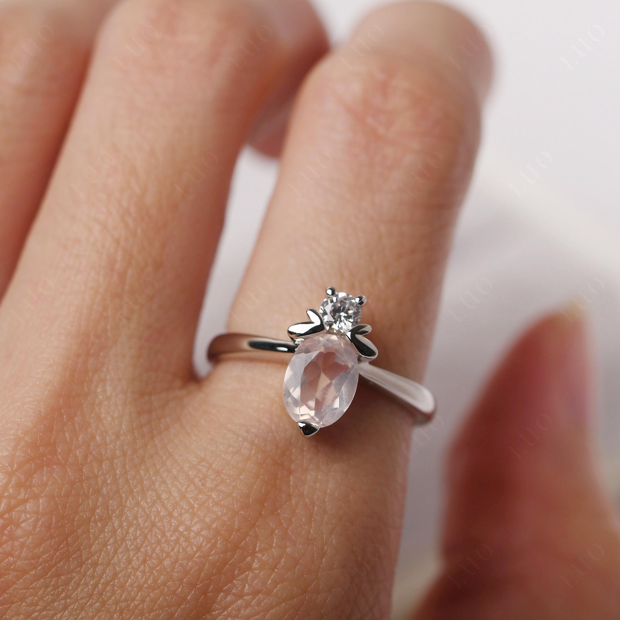 Rose Quartz Nature Inspired Bee Ring - LUO Jewelry