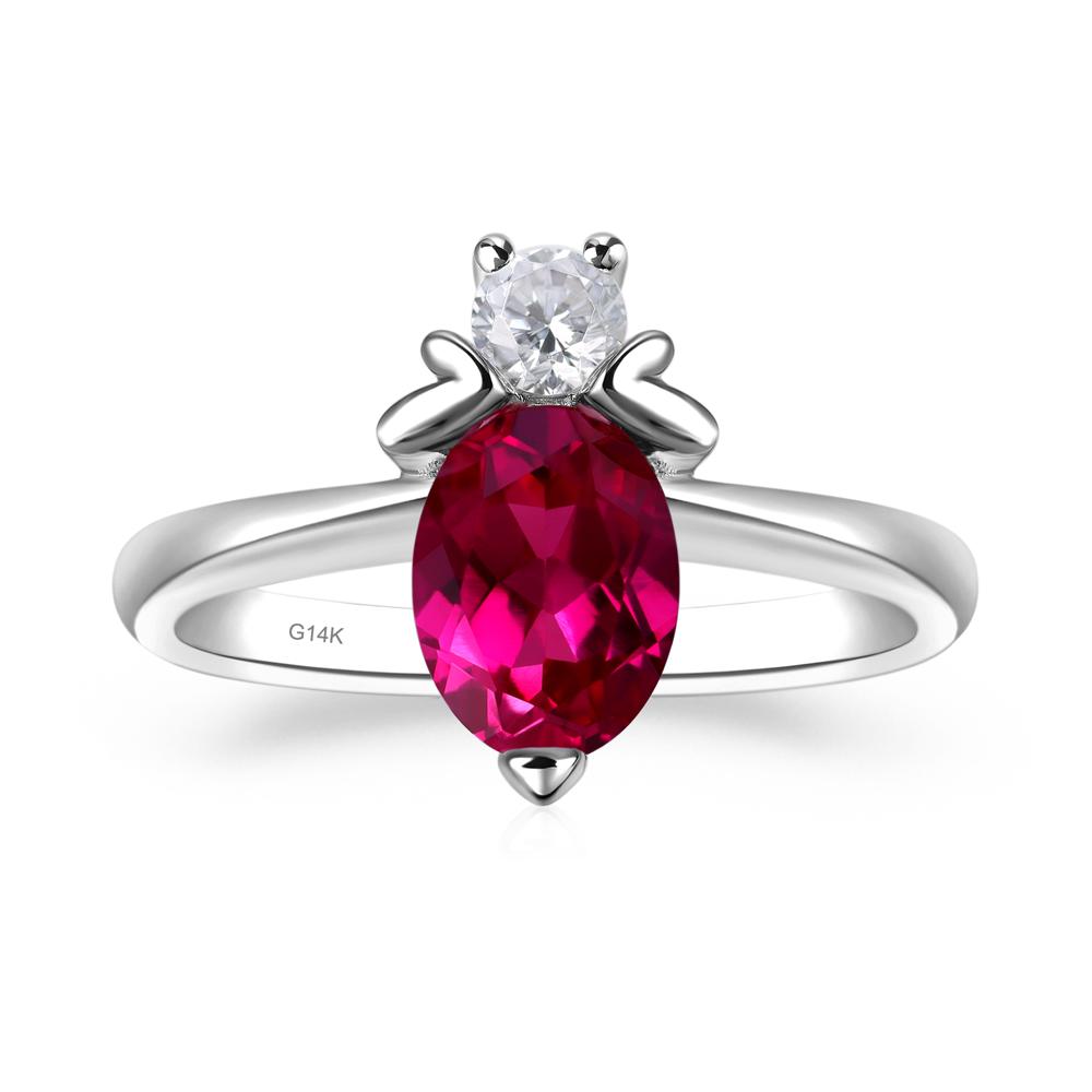 Lab Grown Ruby Nature Inspired Bee Ring - LUO Jewelry #metal_14k white gold