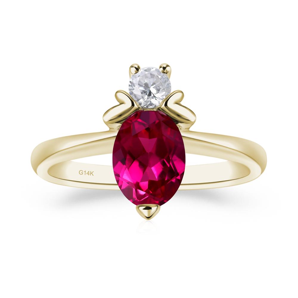 Lab Grown Ruby Nature Inspired Bee Ring - LUO Jewelry #metal_14k yellow gold