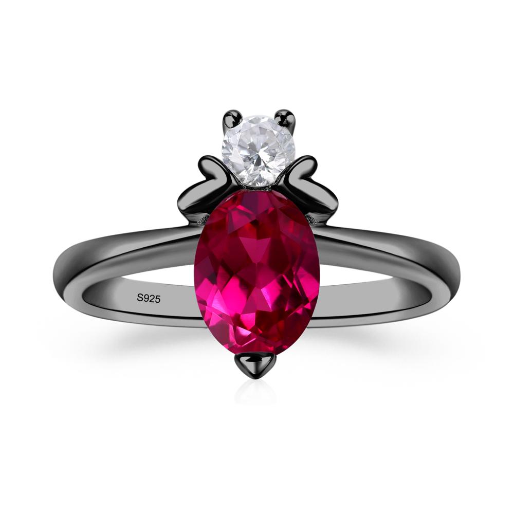 Lab Grown Ruby Nature Inspired Bee Ring - LUO Jewelry #metal_black finish sterling silver