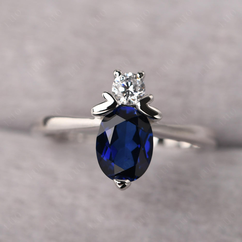 Lab Sapphire Wedding Ring Bee Ring Sterling Silver - LUO Jewelry