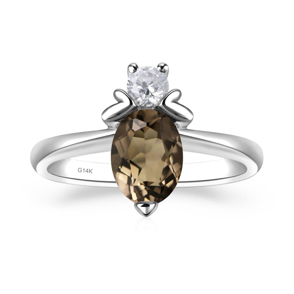Smoky Quartz Nature Inspired Bee Ring - LUO Jewelry #metal_14k white gold