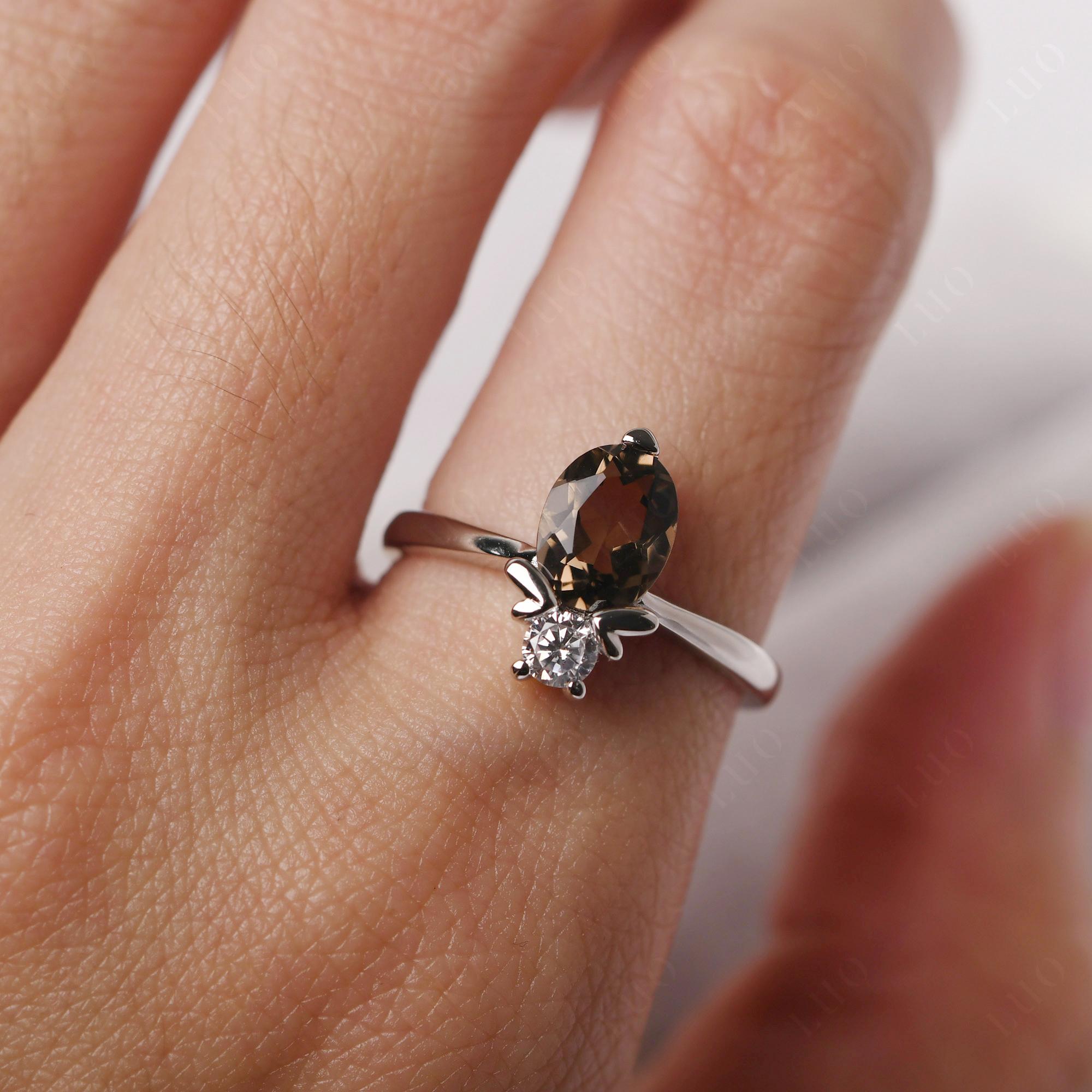 Smoky Quartz Nature Inspired Bee Ring - LUO Jewelry