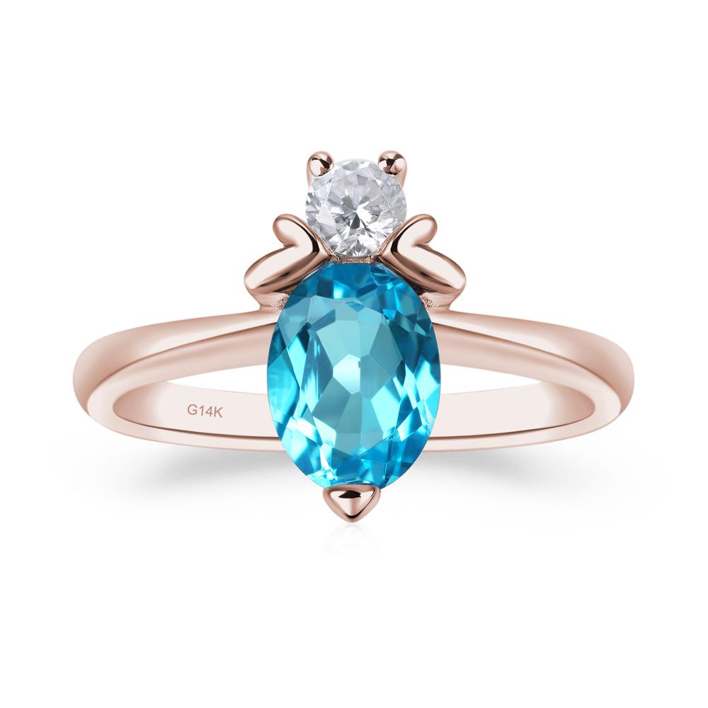 Swiss Blue Topaz Nature Inspired Bee Ring - LUO Jewelry #metal_14k rose gold