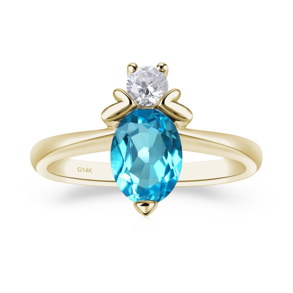Swiss Blue Topaz Nature Inspired Bee Ring - LUO Jewelry #metal_14k yellow gold