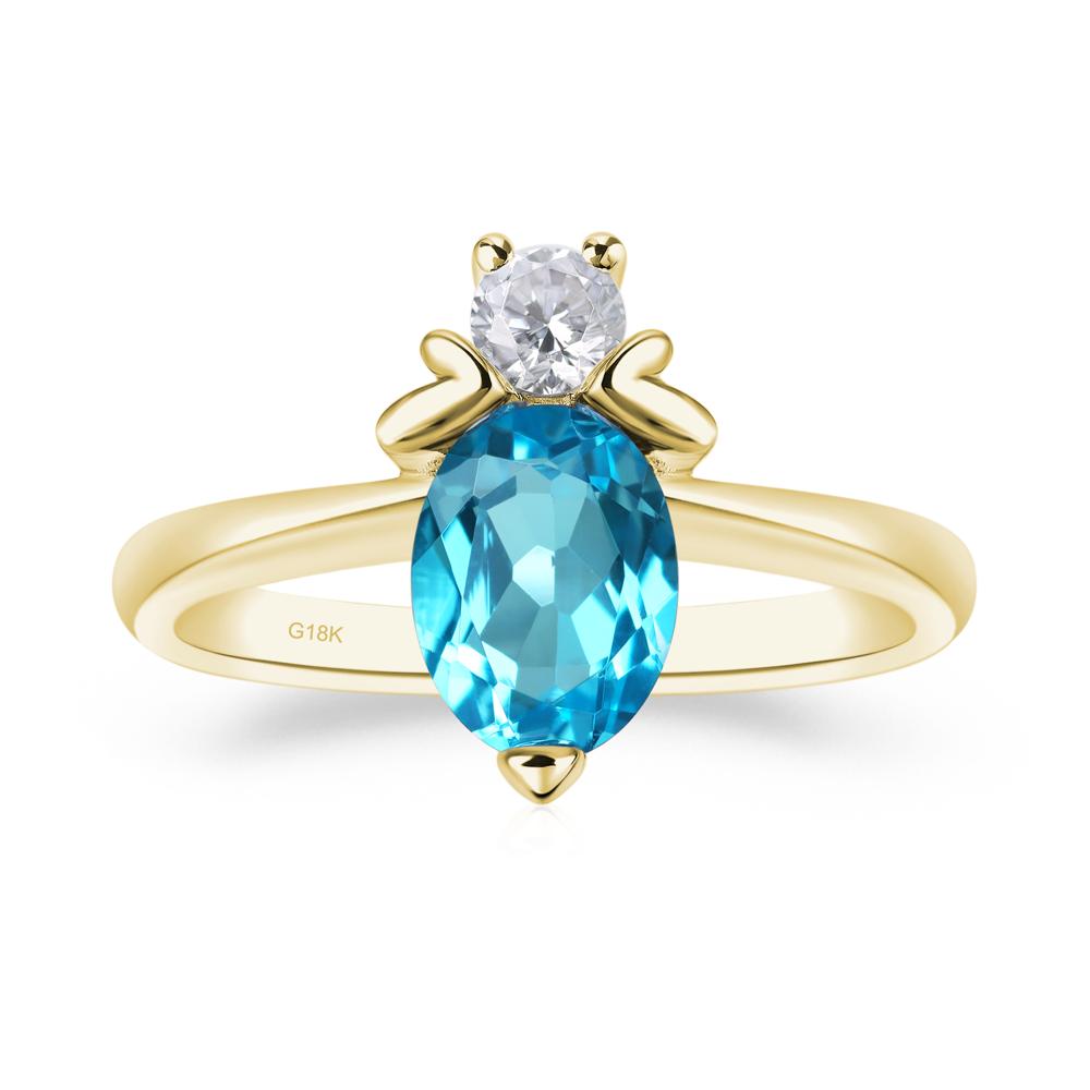 Swiss Blue Topaz Nature Inspired Bee Ring - LUO Jewelry #metal_18k yellow gold