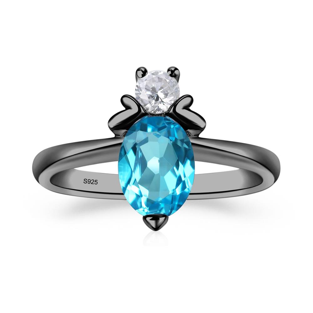 Swiss Blue Topaz Nature Inspired Bee Ring - LUO Jewelry #metal_black finish sterling silver