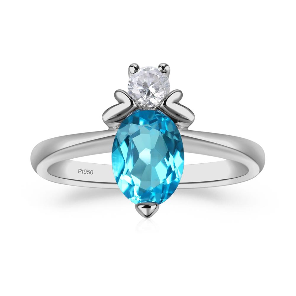 Swiss Blue Topaz Nature Inspired Bee Ring - LUO Jewelry #metal_platinum