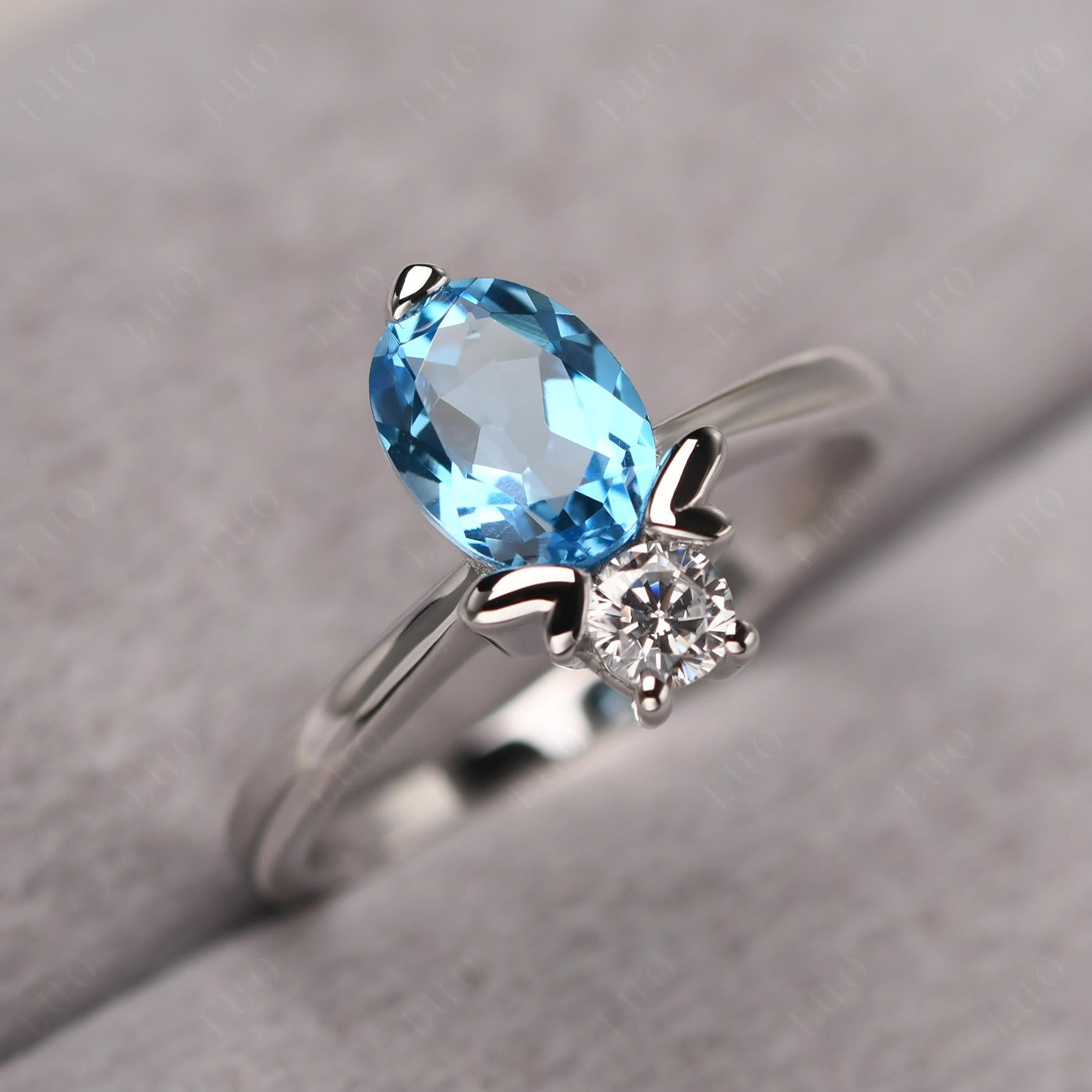 Swiss Blue Topaz Nature Inspired Bee Ring - LUO Jewelry
