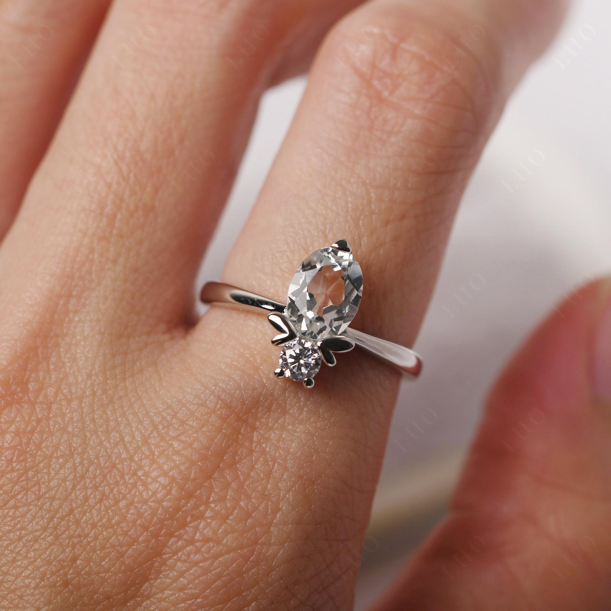 White Topaz Nature Inspired Bee Ring - LUO Jewelry