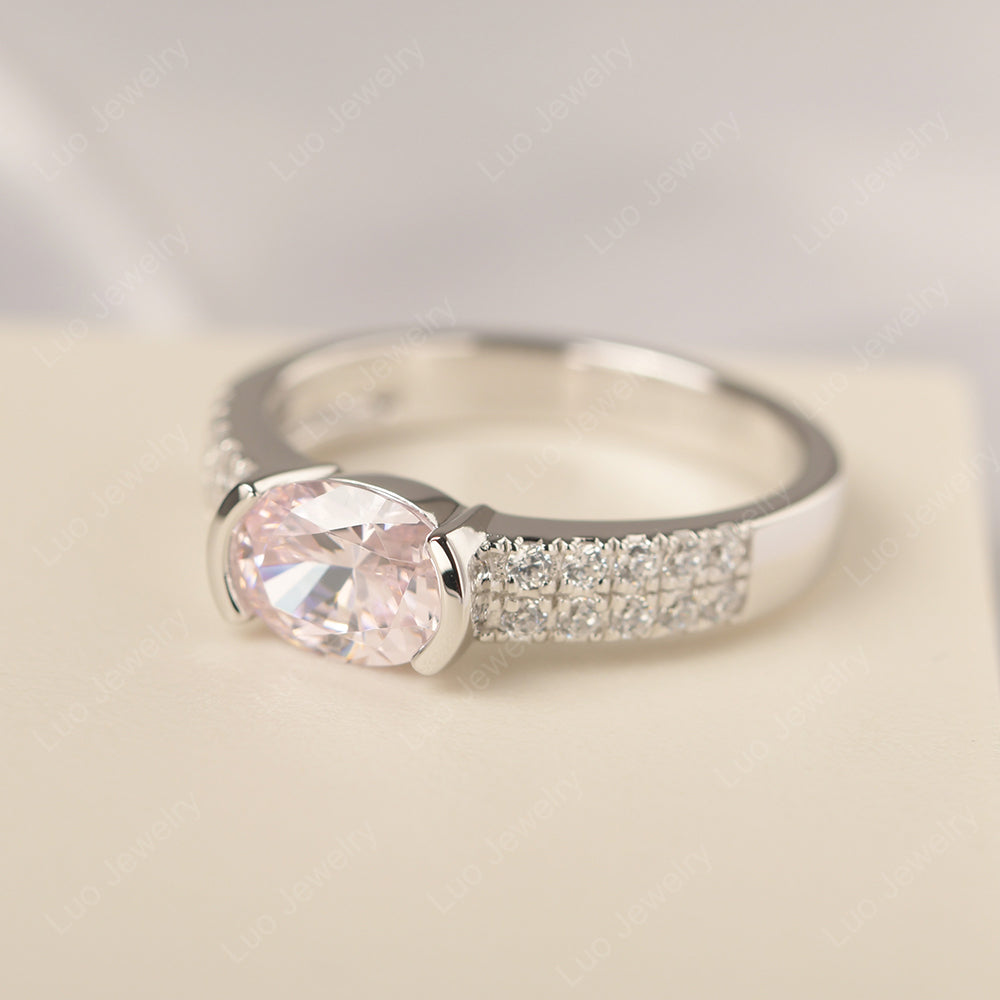 Oval Cut Cubic Zirconia Ring Double Pave Ring - LUO Jewelry