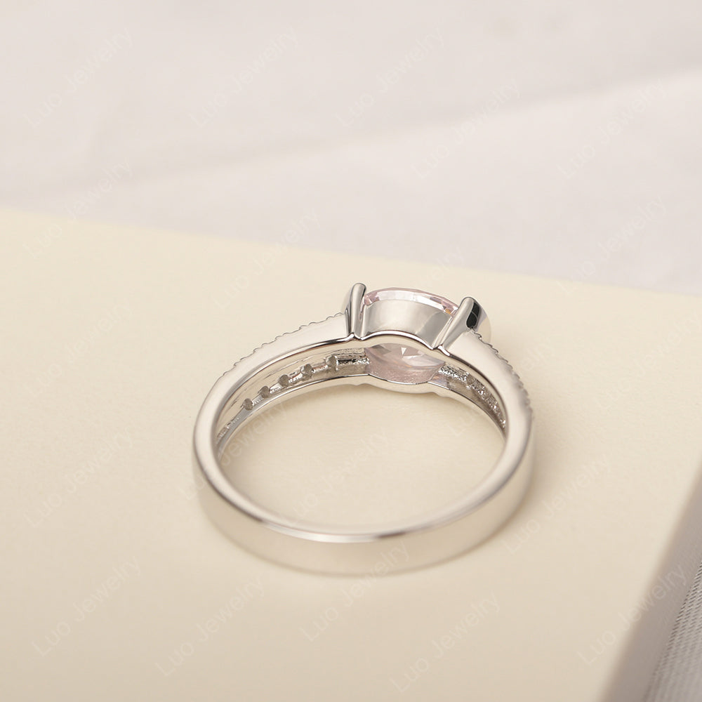 Oval Cut Cubic Zirconia Ring Double Pave Ring - LUO Jewelry