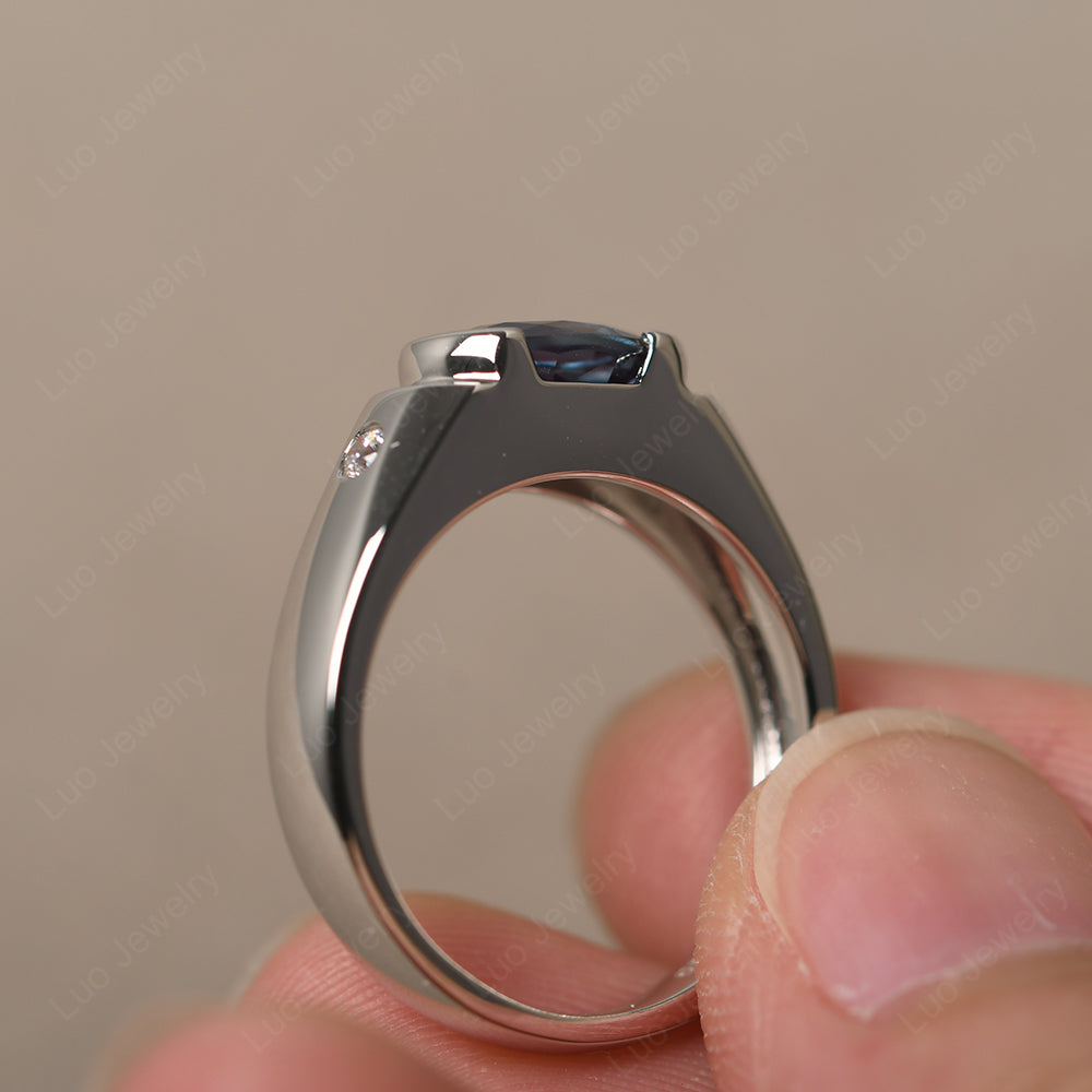 Alexandrite Ring East West Oval Engagement Ring - LUO Jewelry
