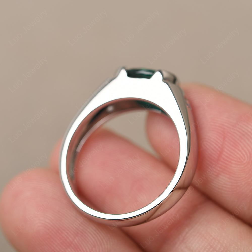 Emerald Ring East West Oval Engagement Ring - LUO Jewelry