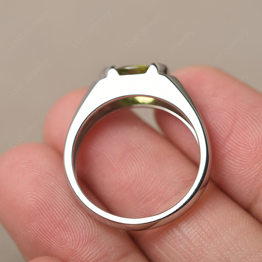 Peridot Ring East West Oval Engagement Ring - LUO Jewelry