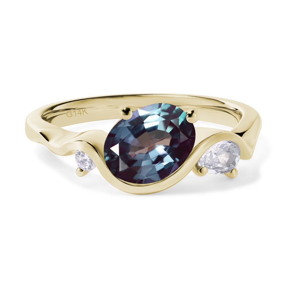 Wave Oval Lab Created Alexandrite Engagement Ring - LUO Jewelry #metal_14k yellow gold