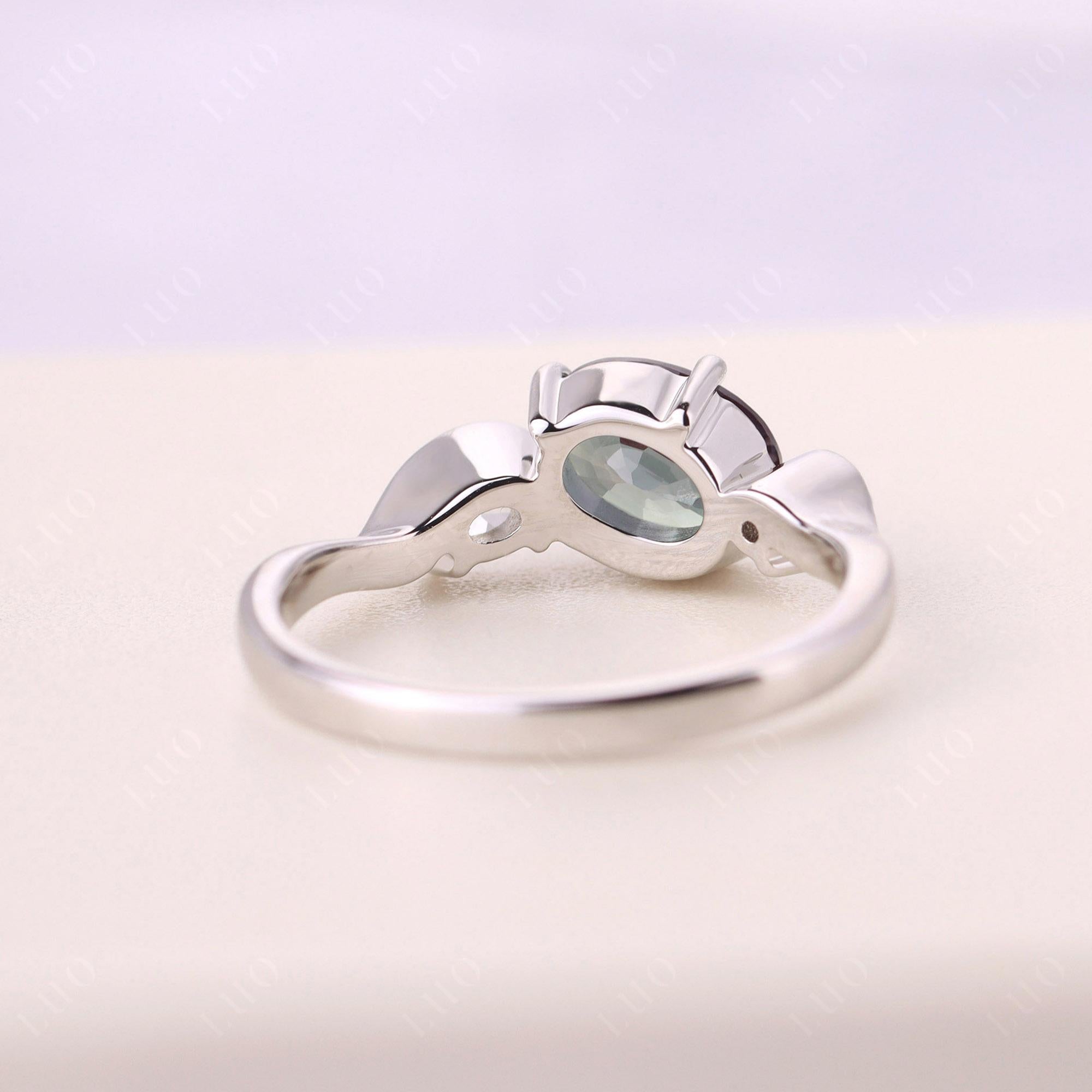 Wave Oval Lab Created Alexandrite Engagement Ring - LUO Jewelry