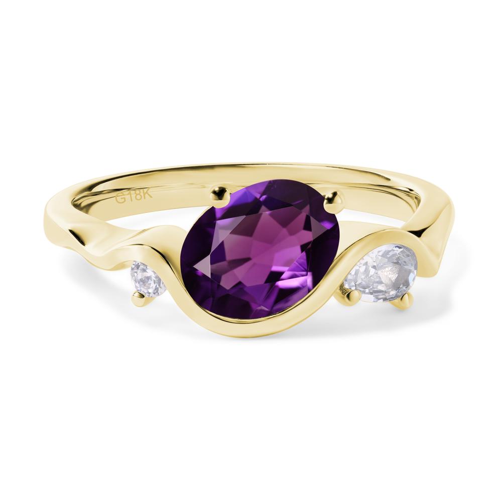 Wave Oval Amethyst Engagement Ring - LUO Jewelry #metal_18k yellow gold