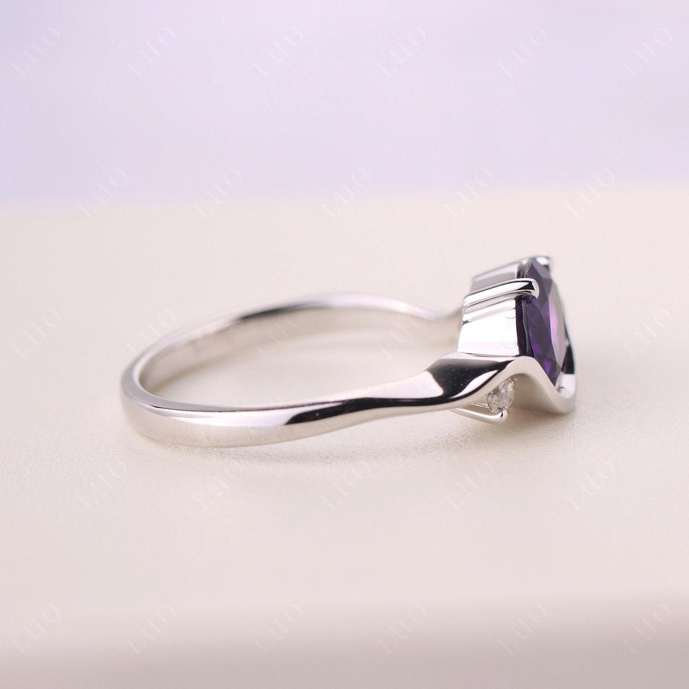 Wave Oval Amethyst Engagement Ring
