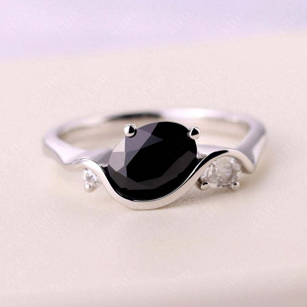 Oval Cut Black Spinel Rings