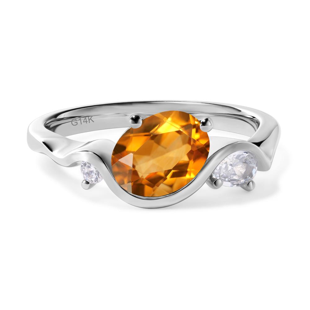 Wave Oval Citrine Engagement Ring - LUO Jewelry #metal_14k white gold