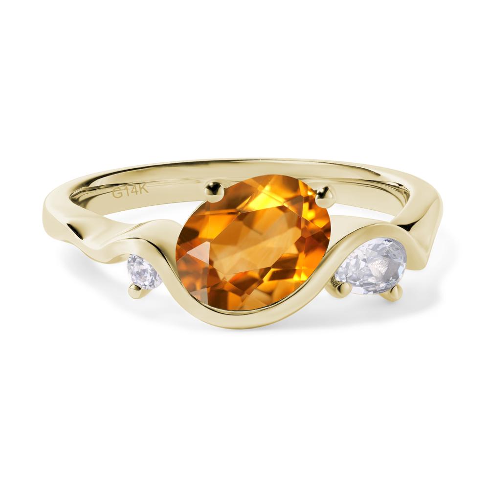 Wave Oval Citrine Engagement Ring - LUO Jewelry #metal_14k yellow gold
