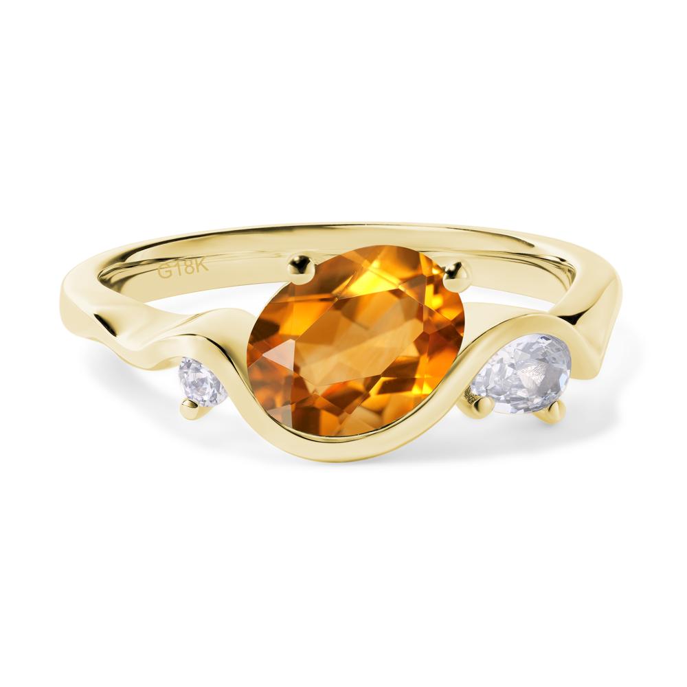 Wave Oval Citrine Engagement Ring - LUO Jewelry #metal_18k yellow gold