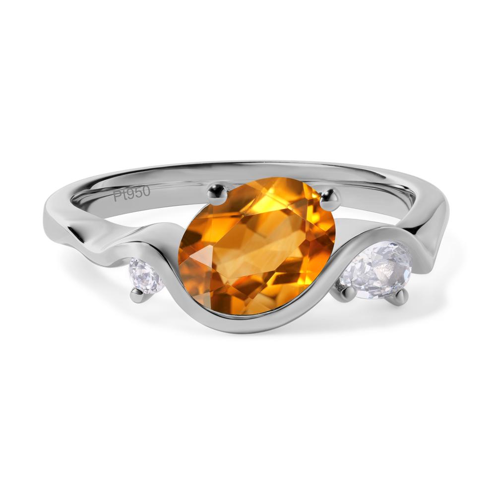 Wave Oval Citrine Engagement Ring - LUO Jewelry #metal_platinum
