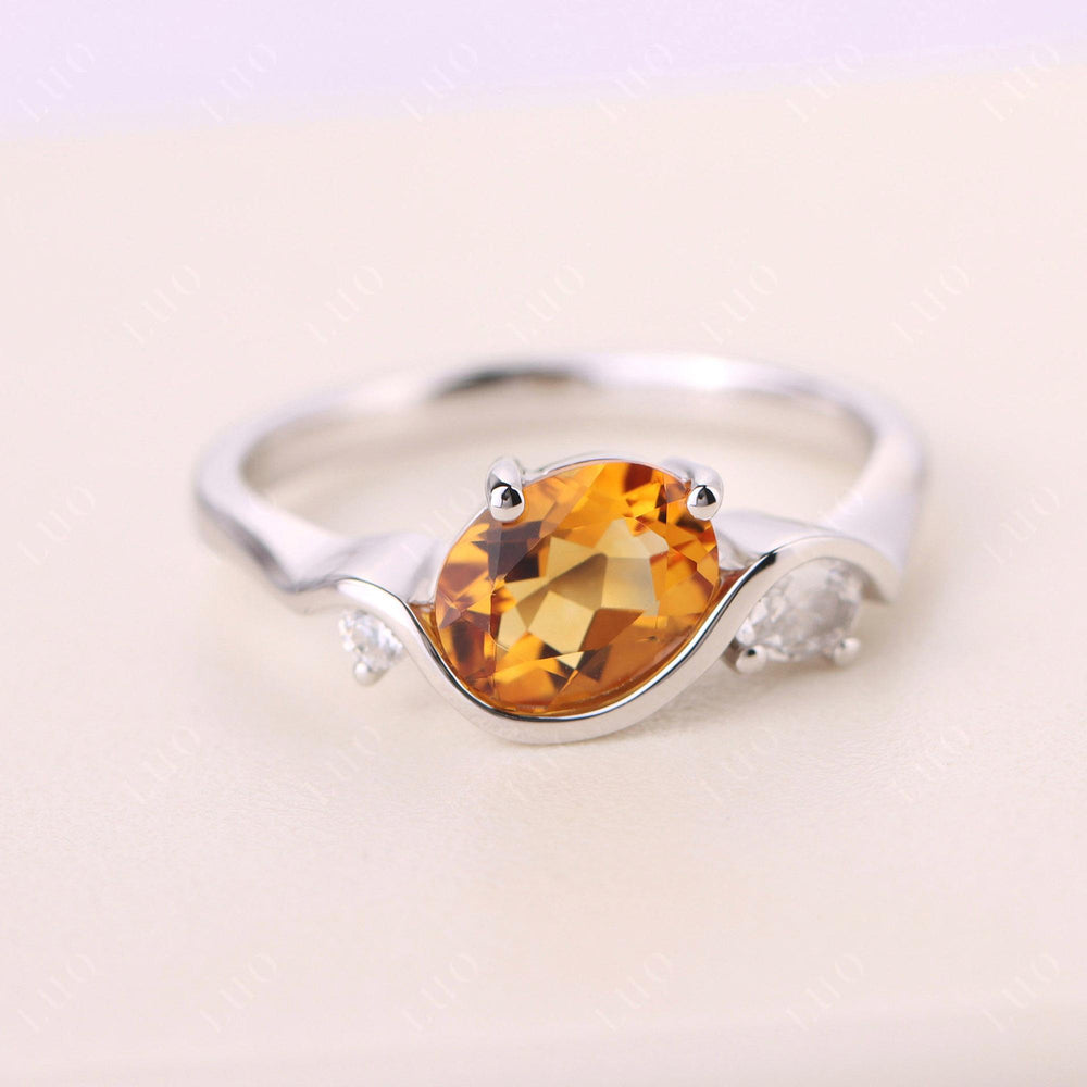 Wave Oval Citrine Engagement Ring