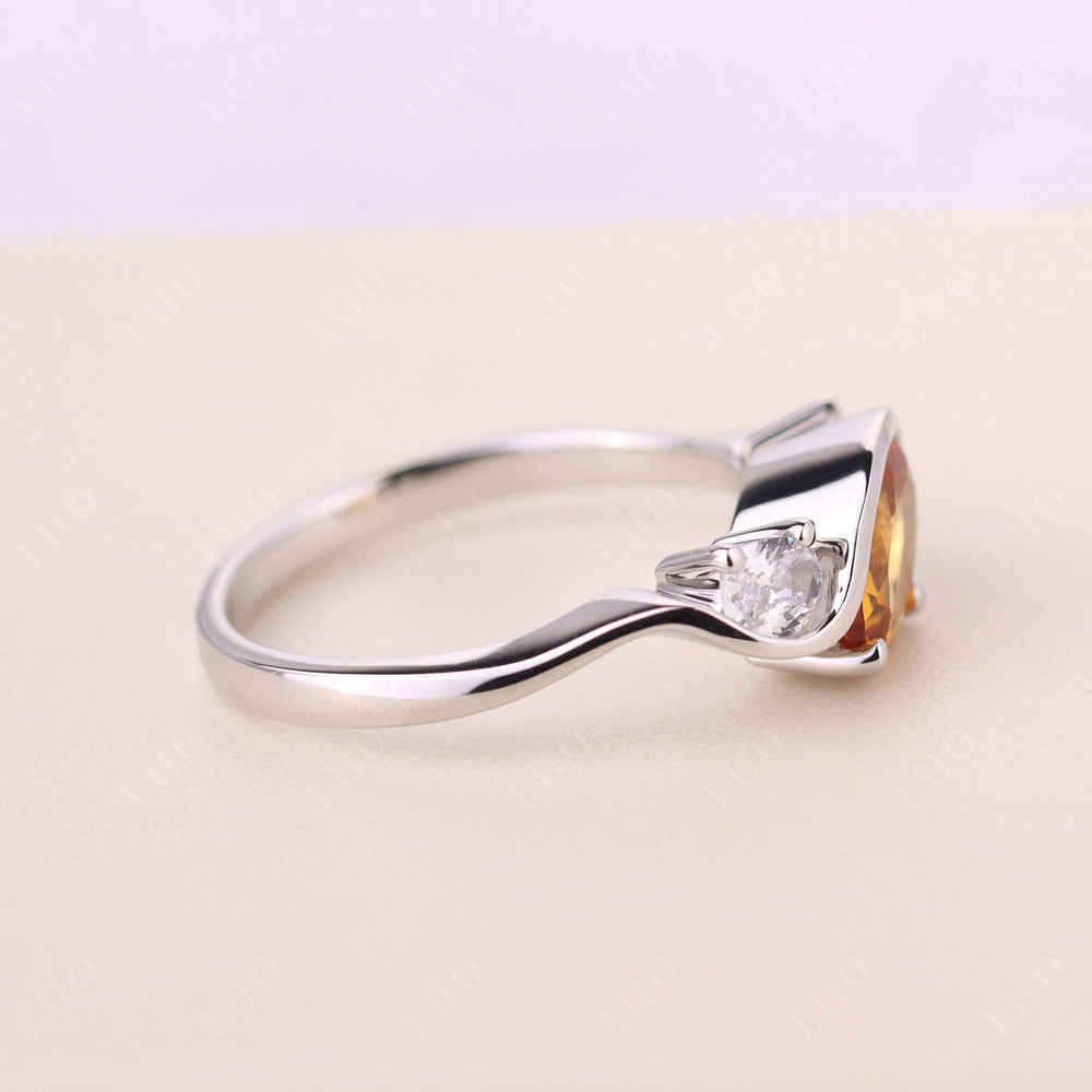 Wave Oval Citrine Engagement Ring