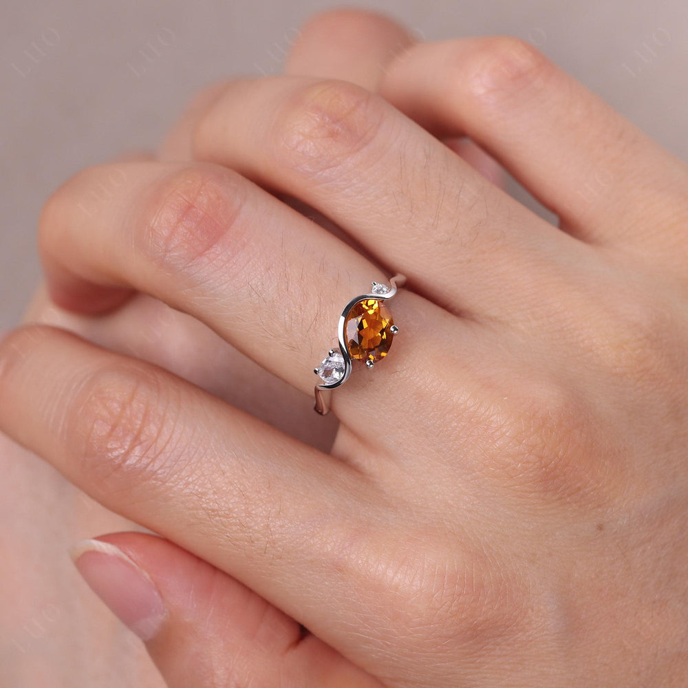 Wave Oval Citrine Engagement Ring
