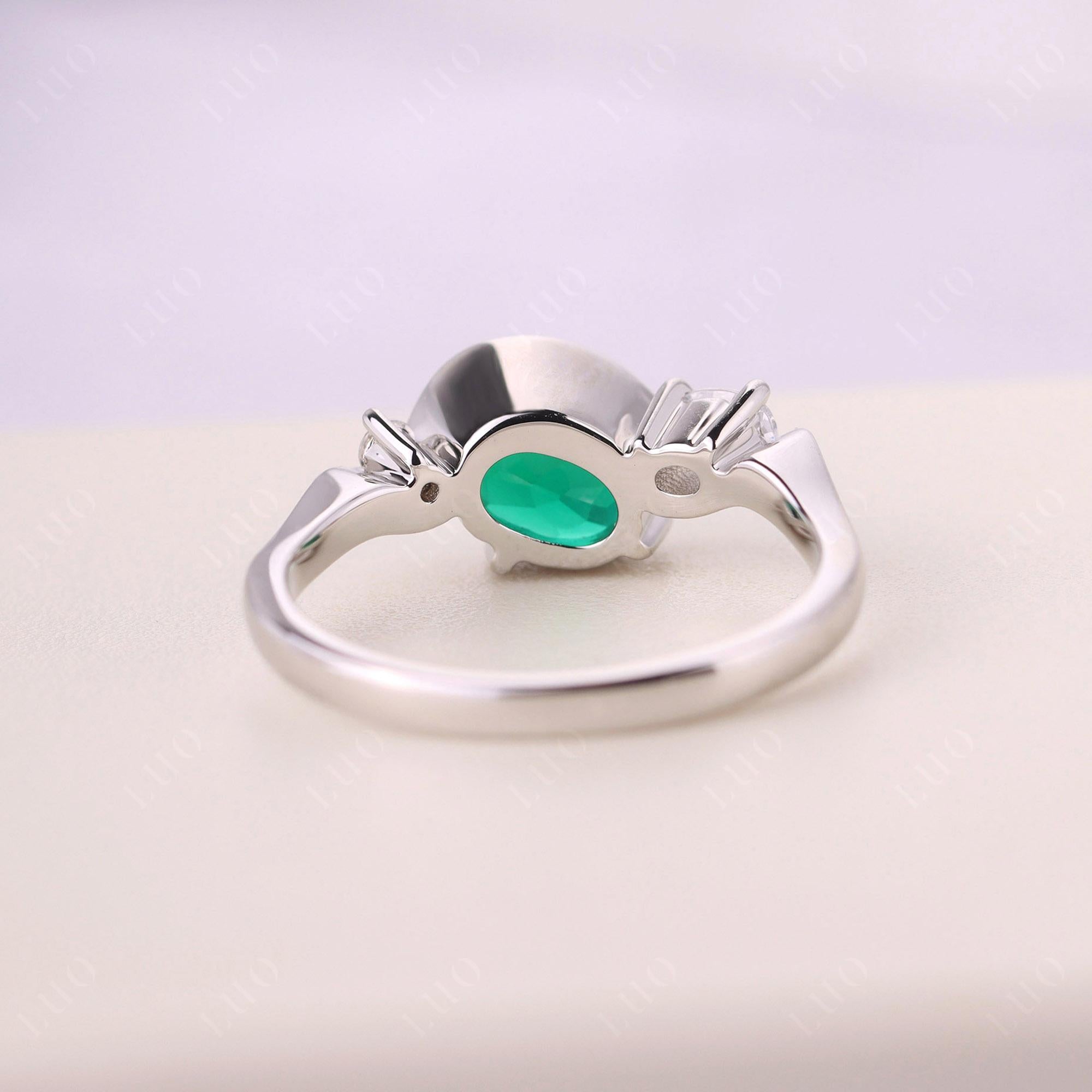 Wave Oval Lab Created Emerald Engagement Ring - LUO Jewelry