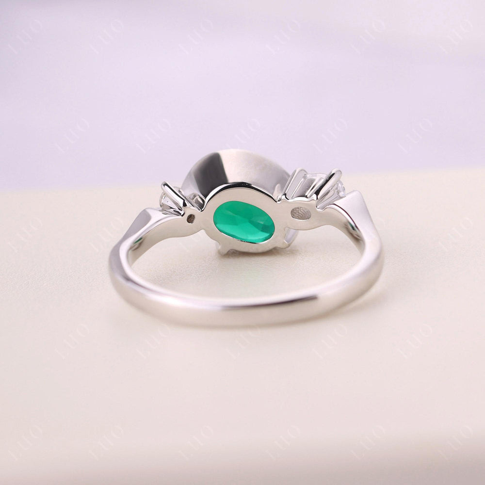 Wave Oval Lab Emerald Engagement Ring